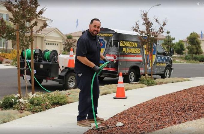 One of our plumbers performing a sewer line replacement for a client in Temecula, CA