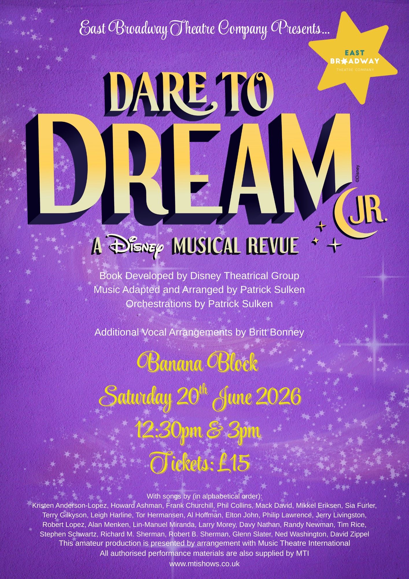 East Broadway : Disney's Dare To Dream Jr 