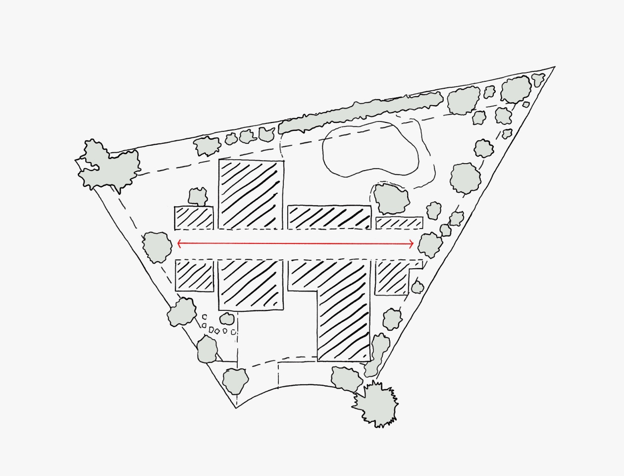 a black and white drawing of a city skyline with buildings and clouds .