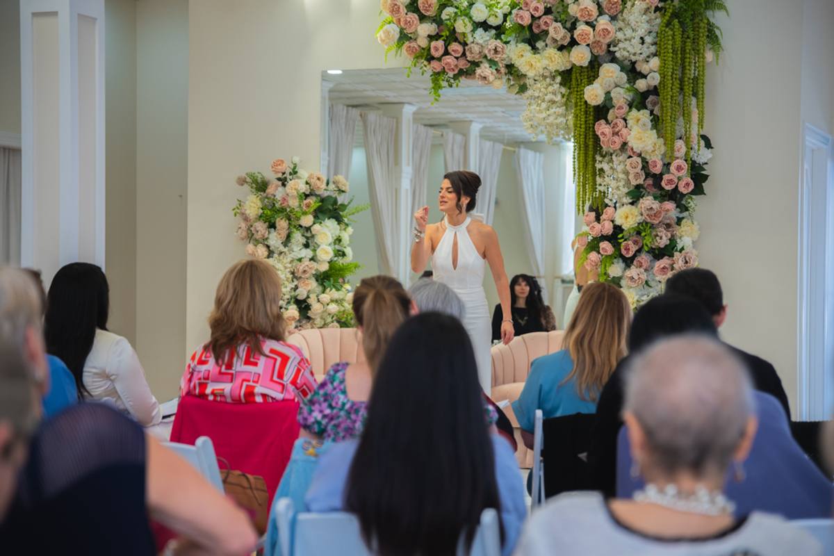 Renée Marino addressing a women's leadership audience