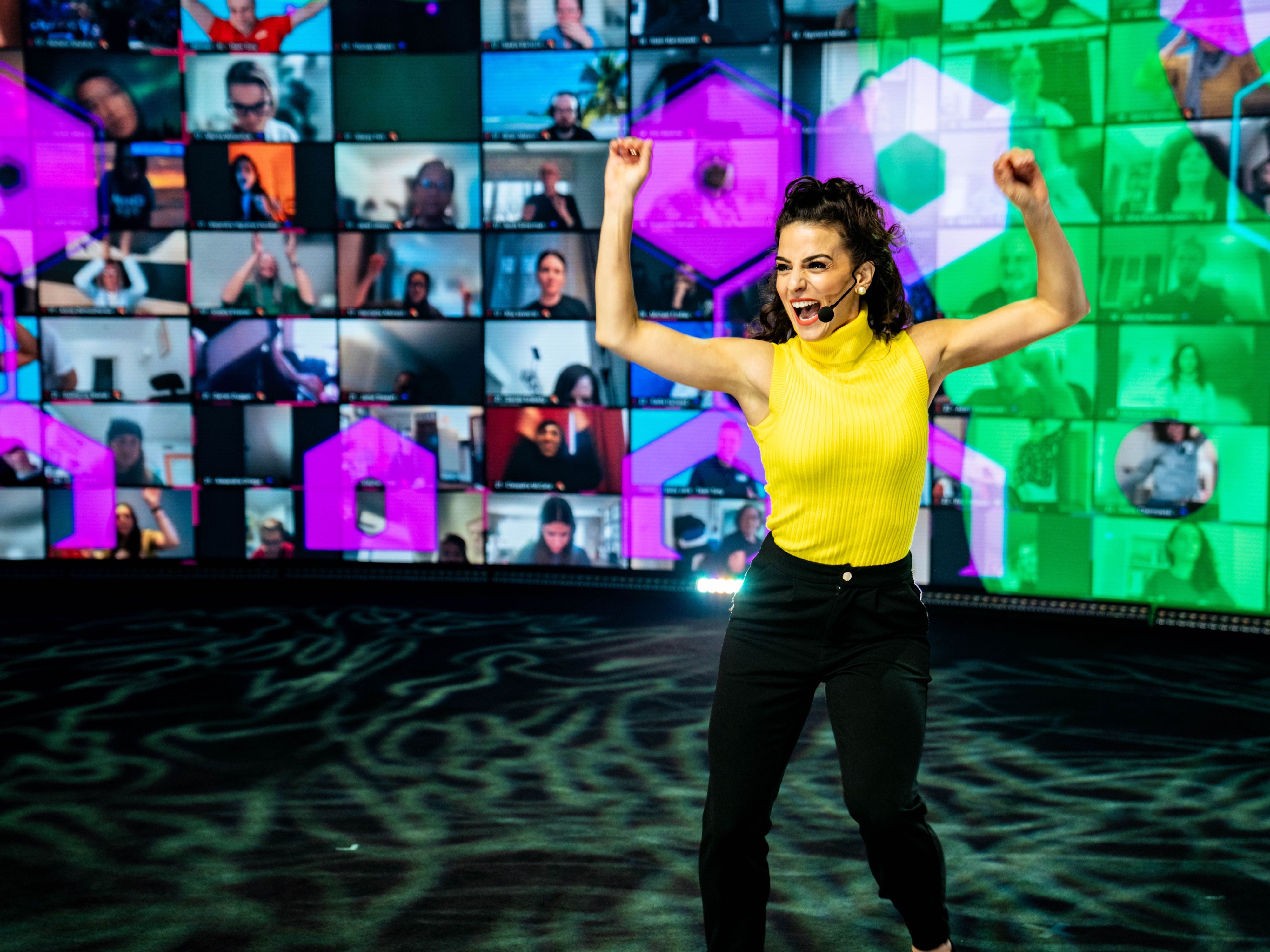 Renée hosting a virtual event