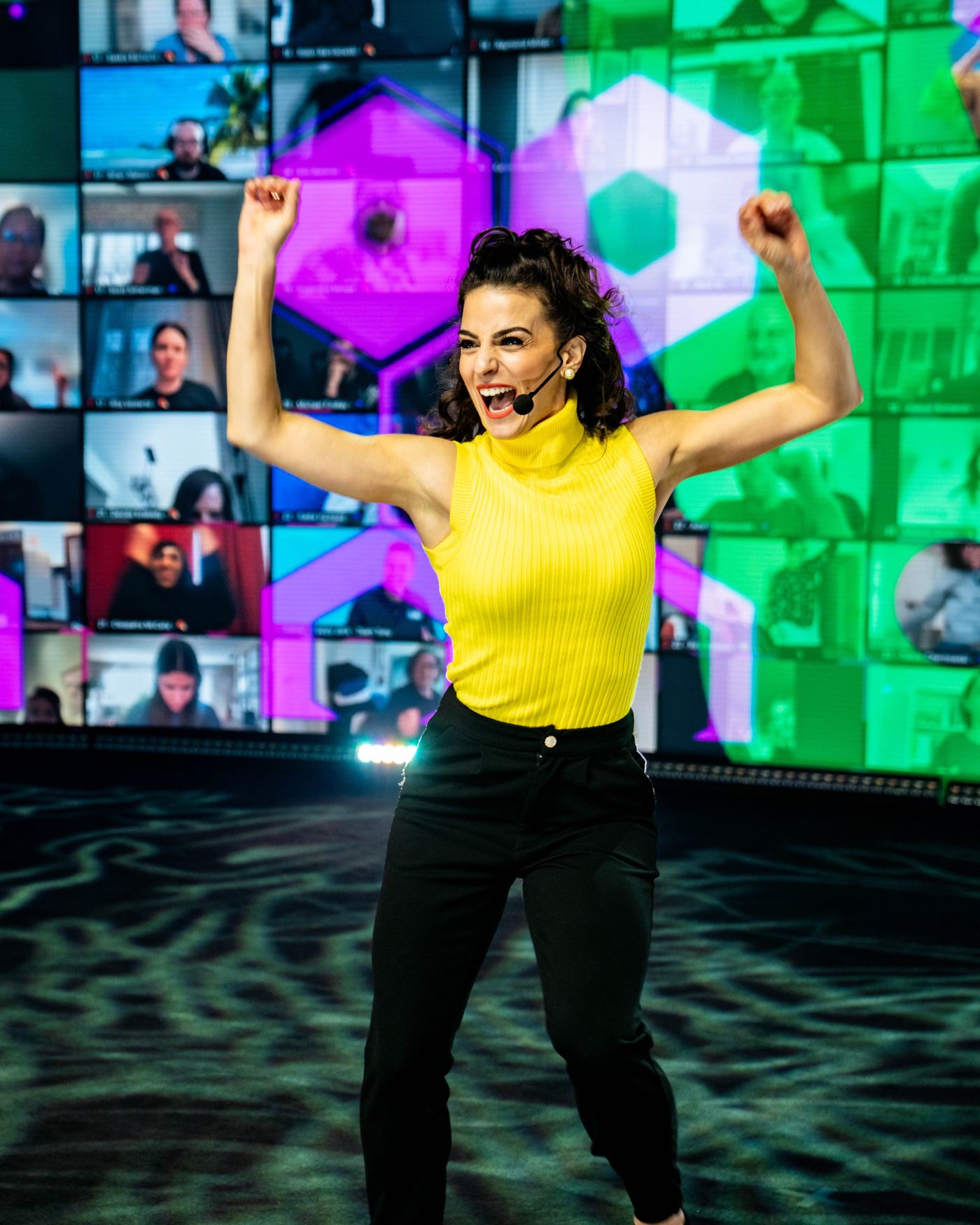 Renée hosting a virtual event
