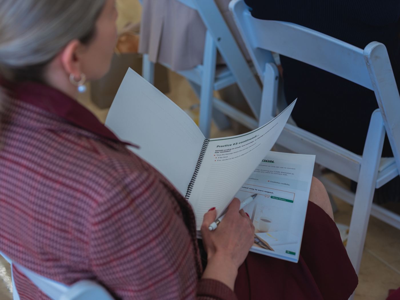 An attendee working through the C.O.N.N.E.C.T. workbook