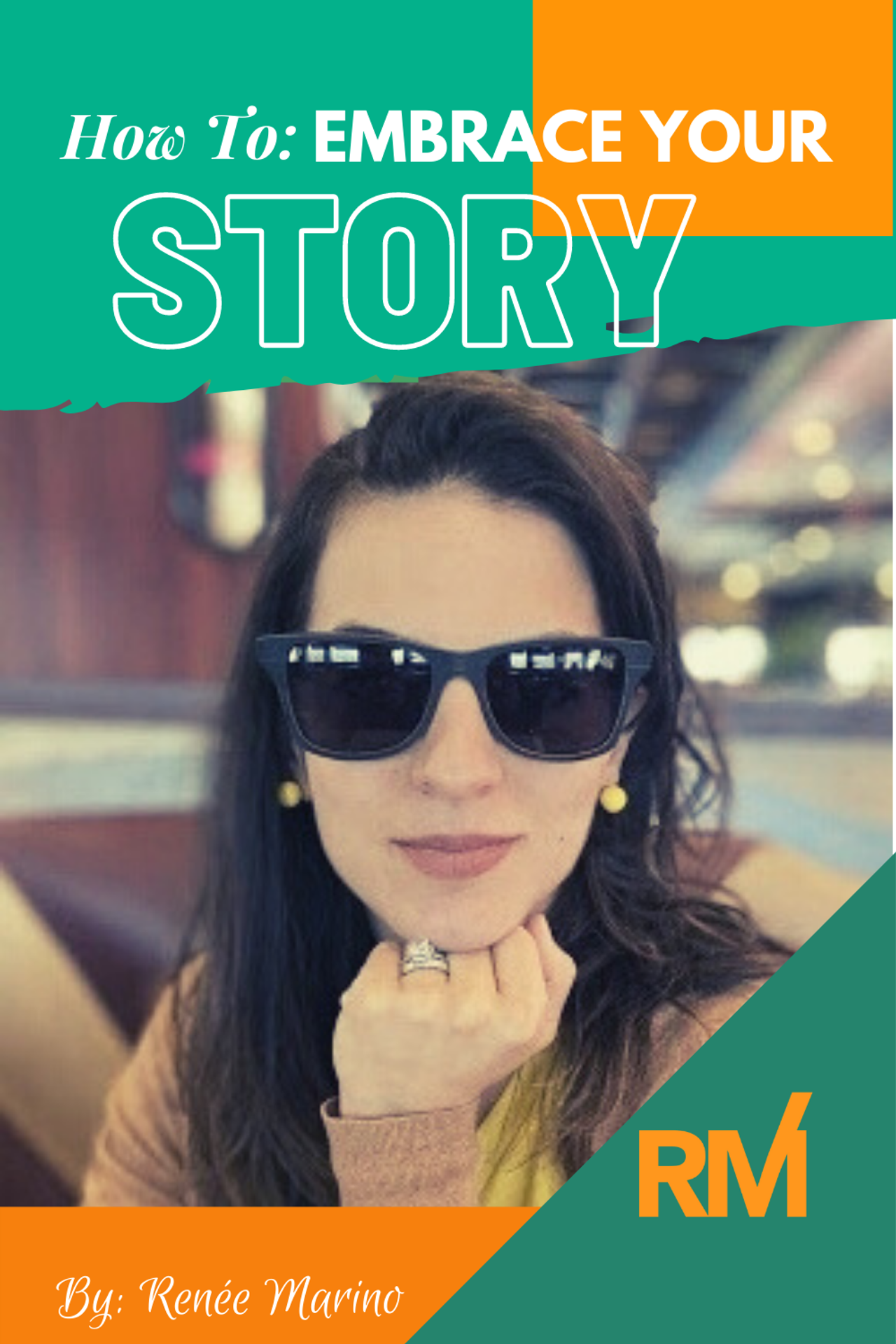 Blog title graphic: portrait of Renée Marino on an orange background, listing her press features.