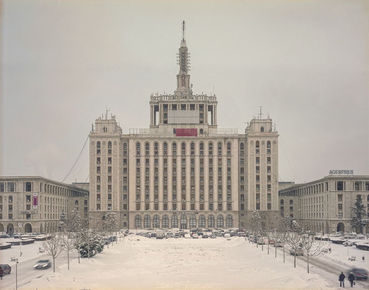 Casa Scânteii, Bucharest, in winter