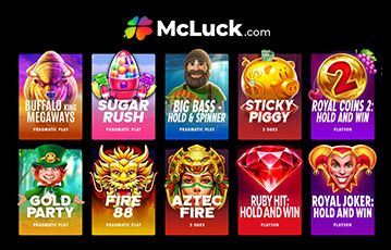 An image showing a list of games available on McLuck