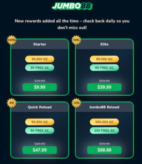 A list of Jumbo88 reload packages