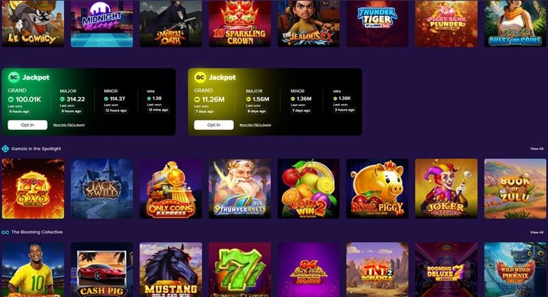 Some of the games available at The Boss Casino
