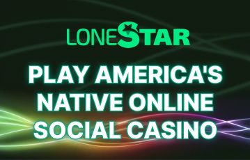 A picture with text LoneStar Casino: Play America's native online social casino