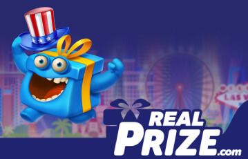An image showing the RealPrize logo alongside their mascot