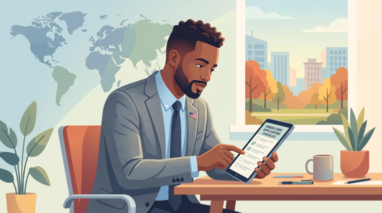 Employment-based green card applicant reviewing I-485 requirements | Immiva Employment-based green card applicant reviewing Form I-485 filing checklist