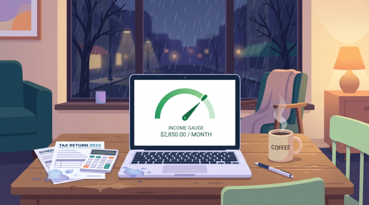 Green card sponsor income calculator showing income above the 2026 line | Immiva Laptop showing a green card sponsor income calculator with income above the 2026 Affidavit of Support line