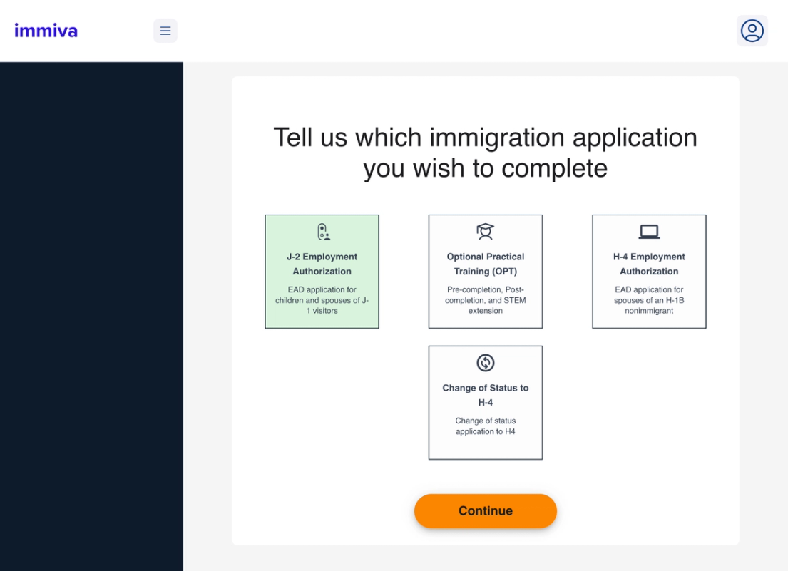 Choose Your Immigration Application Online – Immiva Step 1