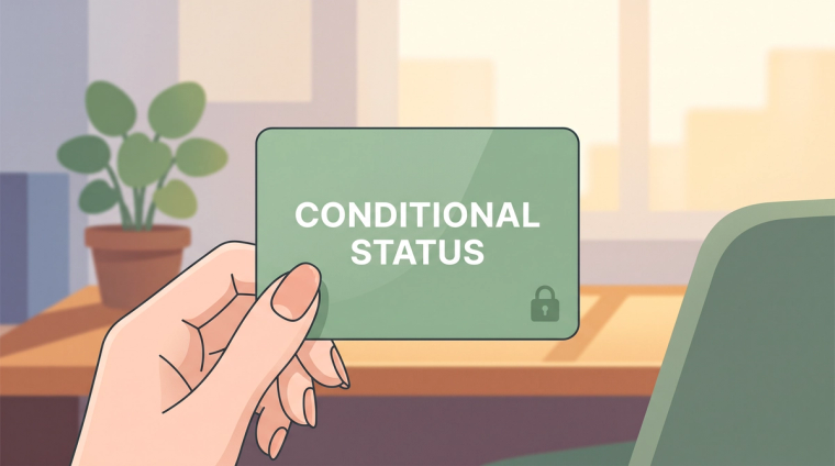 Removing conditions on a green card as a domestic violence survivor | Immiva Hand holding a conditional 2-year permanent resident card, representing filing the I-751 abuse waiver