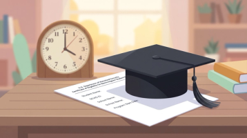 Filing I-765 After the F-1 60-Day Grace Period | Immiva Graduation cap resting on a document beside a clock, illustrating the F-1 60-day grace period deadline for filing Form I-765