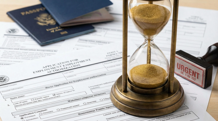 J-2 EAD Expedite Request Process | Immiva Clock representing J-2 EAD expedite request timeline and processing urgency