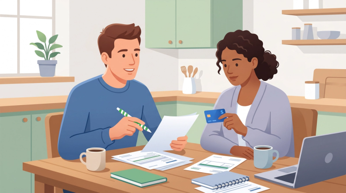 H-4 spouse reviewing H-4 EAD filing cost | Immiva H-4 dependent spouse reviewing H-4 EAD application paperwork and payment options at a kitchen table at home