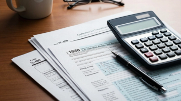 IRS Tax Forms and Citizenship Documents | Immiva Closeup of IRS tax forms 1040 alongside U.S. citizenship application documents