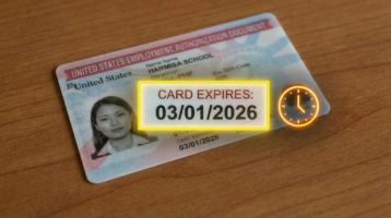 J-2 EAD card showing validity period and expiration date field