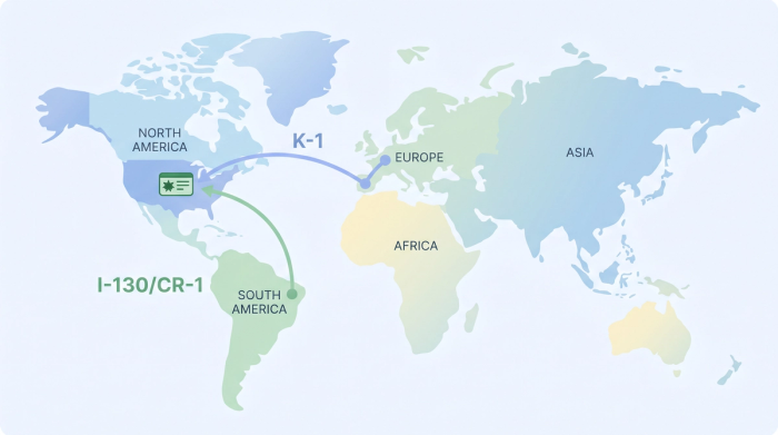 K-1 vs I-130 Path to U.S. Green Card Map | Immiva