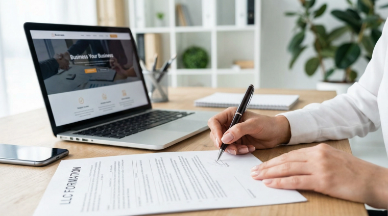 Starting a Business on J-2 EAD | Immiva Entrepreneur signing LLC formation documents for J-2 EAD business
