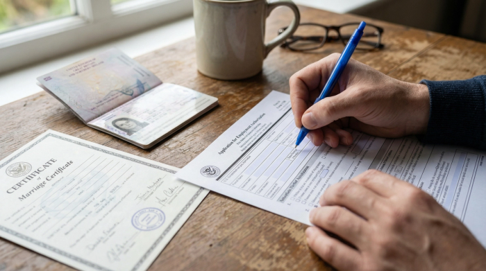 Hands Filling Out Form I-765 for H-4 EAD | Immiva