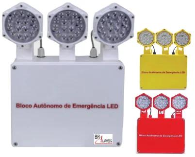 Luminária de Emergência 3 Faróis Industrial IP66/68