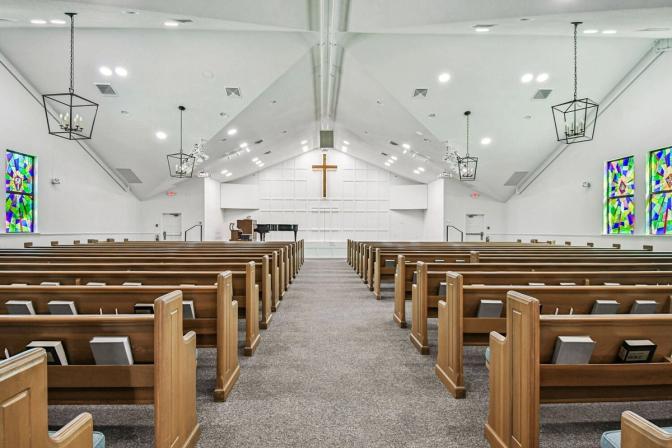 Anna Maria custom home project showcasing modern church interior by Adkins Building & Construction