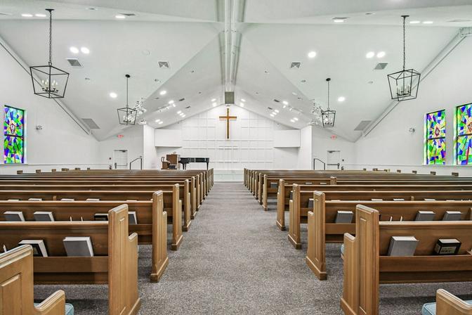Anna Maria custom home project showcasing modern church interior by Adkins Building & Construction