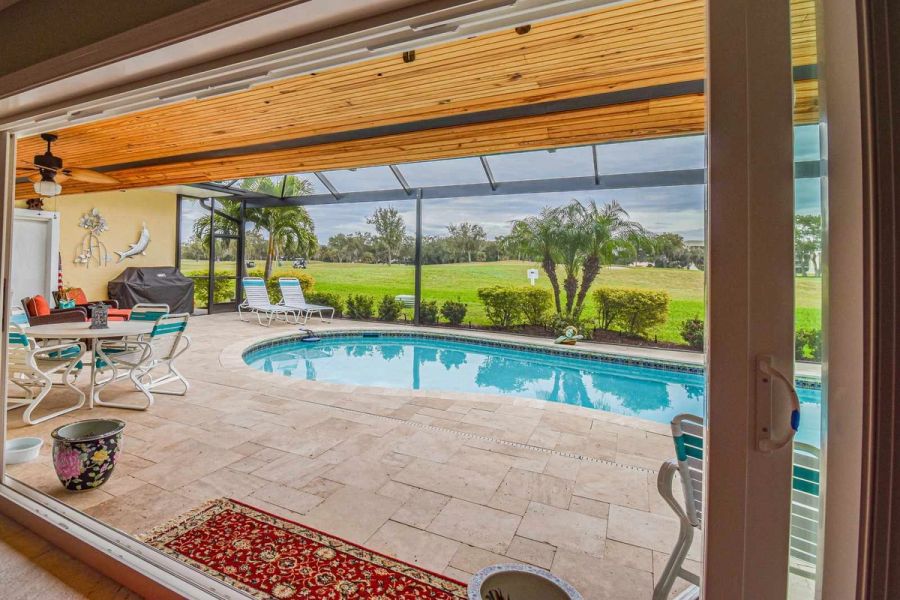 Lanai pool view sliding door — Custom design-build near IMG Academy, West Bradenton