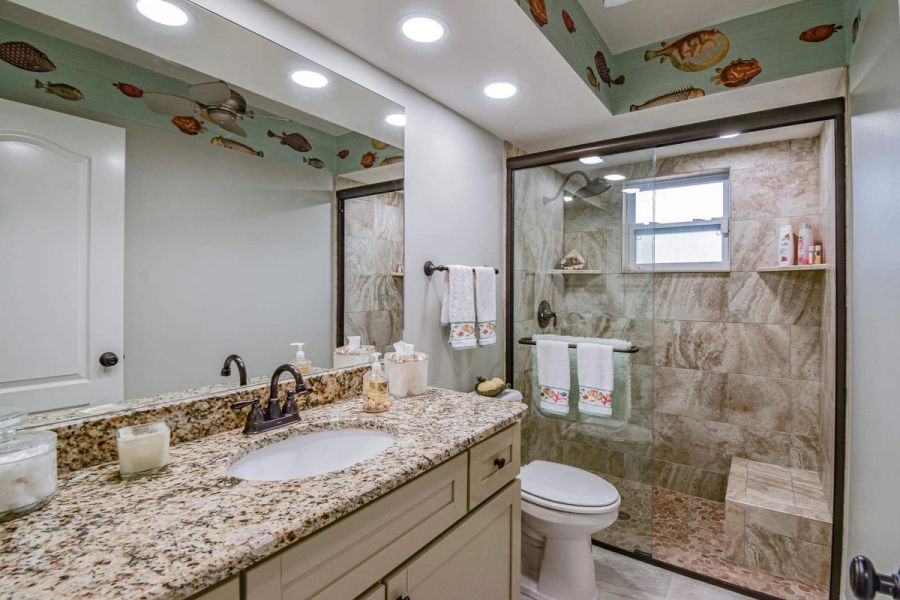 Tropical fish bathroom vanity — Custom design-build near IMG Academy, West Bradenton
