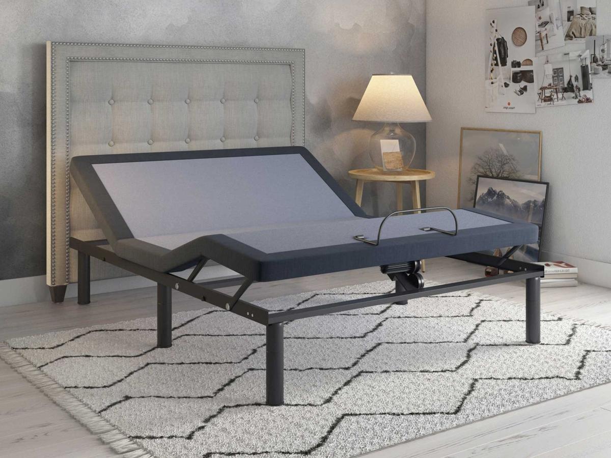 BT3000 adjustable base with the head and foot raised in a bedroom