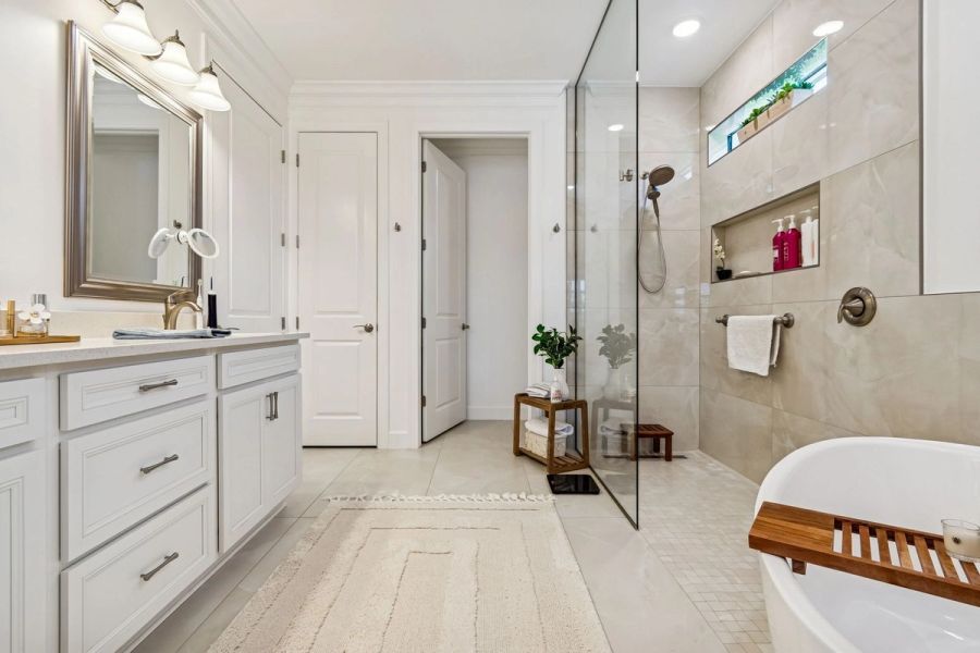 Primary bathroom soaking tub — Whole-home renovation, Bradenton