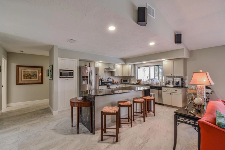 Kitchen island bar stools wide — Custom design-build near IMG Academy, West Bradenton