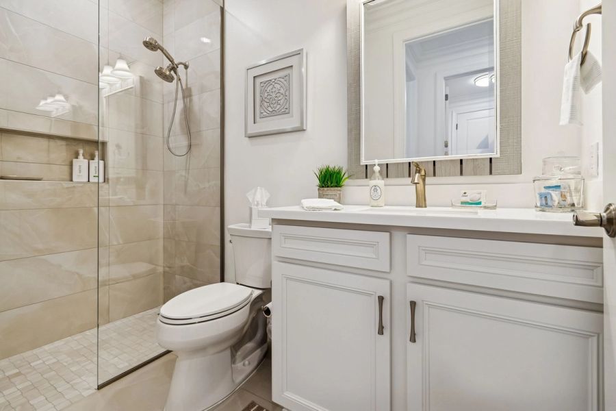 Bathroom vanity glass shower — Whole-home renovation, Bradenton