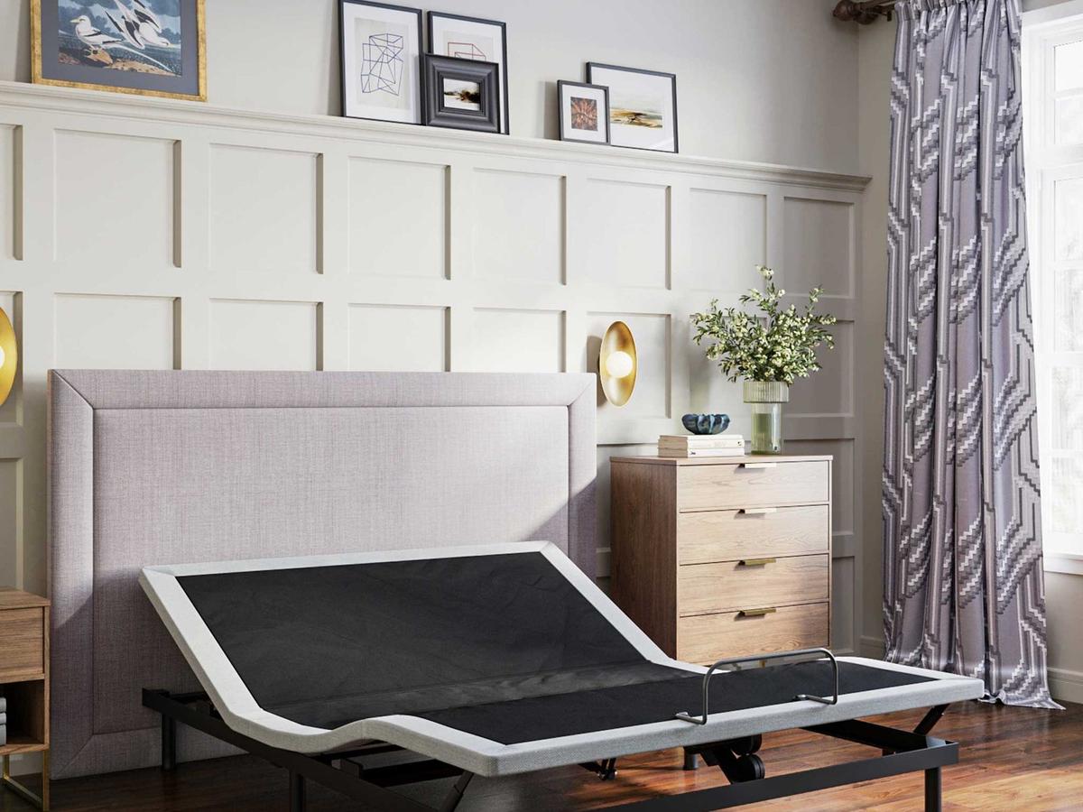 BTX4 adjustable base with the head and foot raised in a bedroom