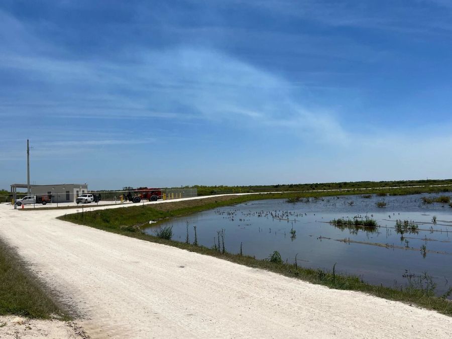 Site access road flooded marsh — Florida Everglades Annex Restoration