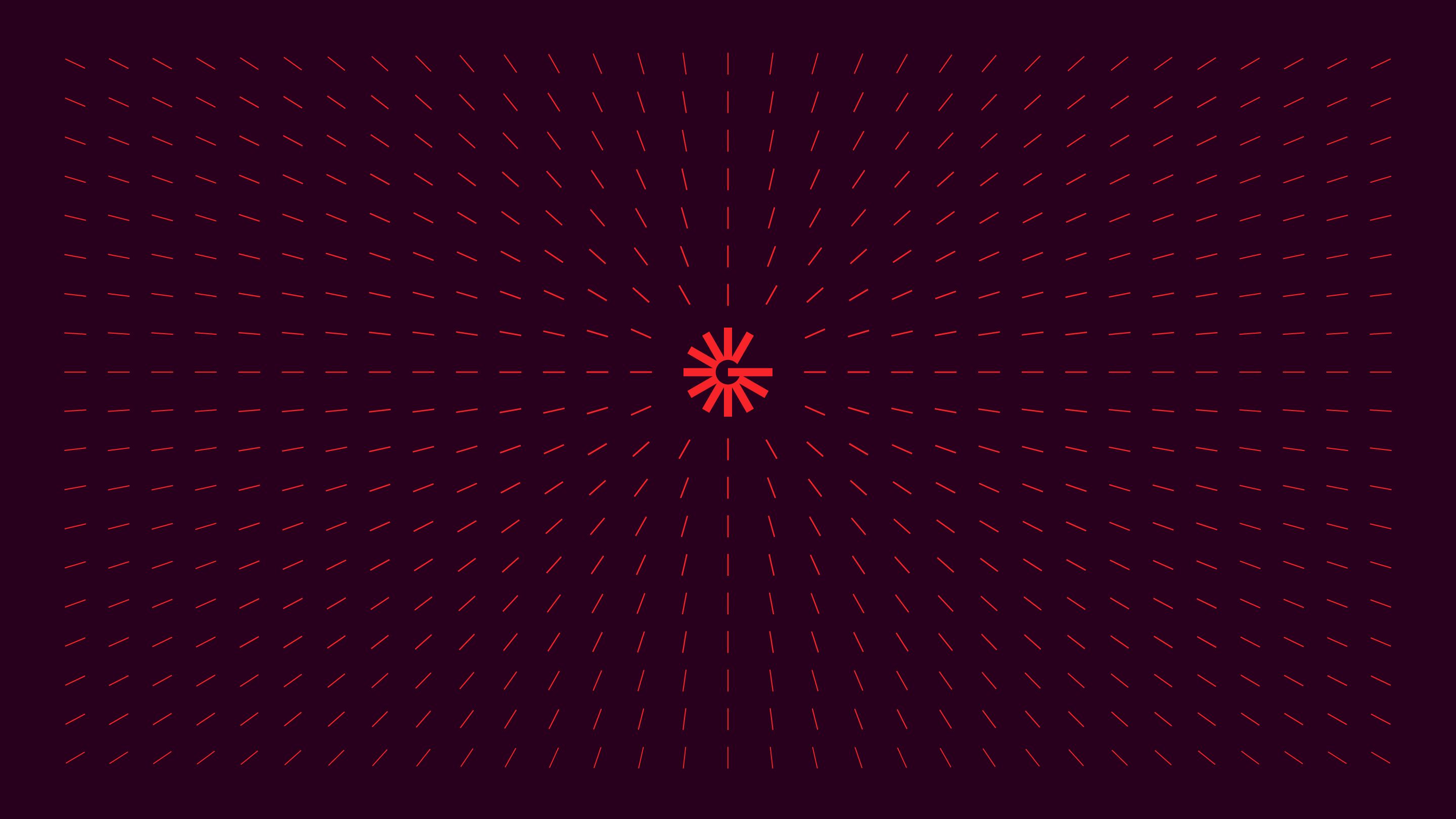 The Glamox symbol with rays around it. Red on dark background.