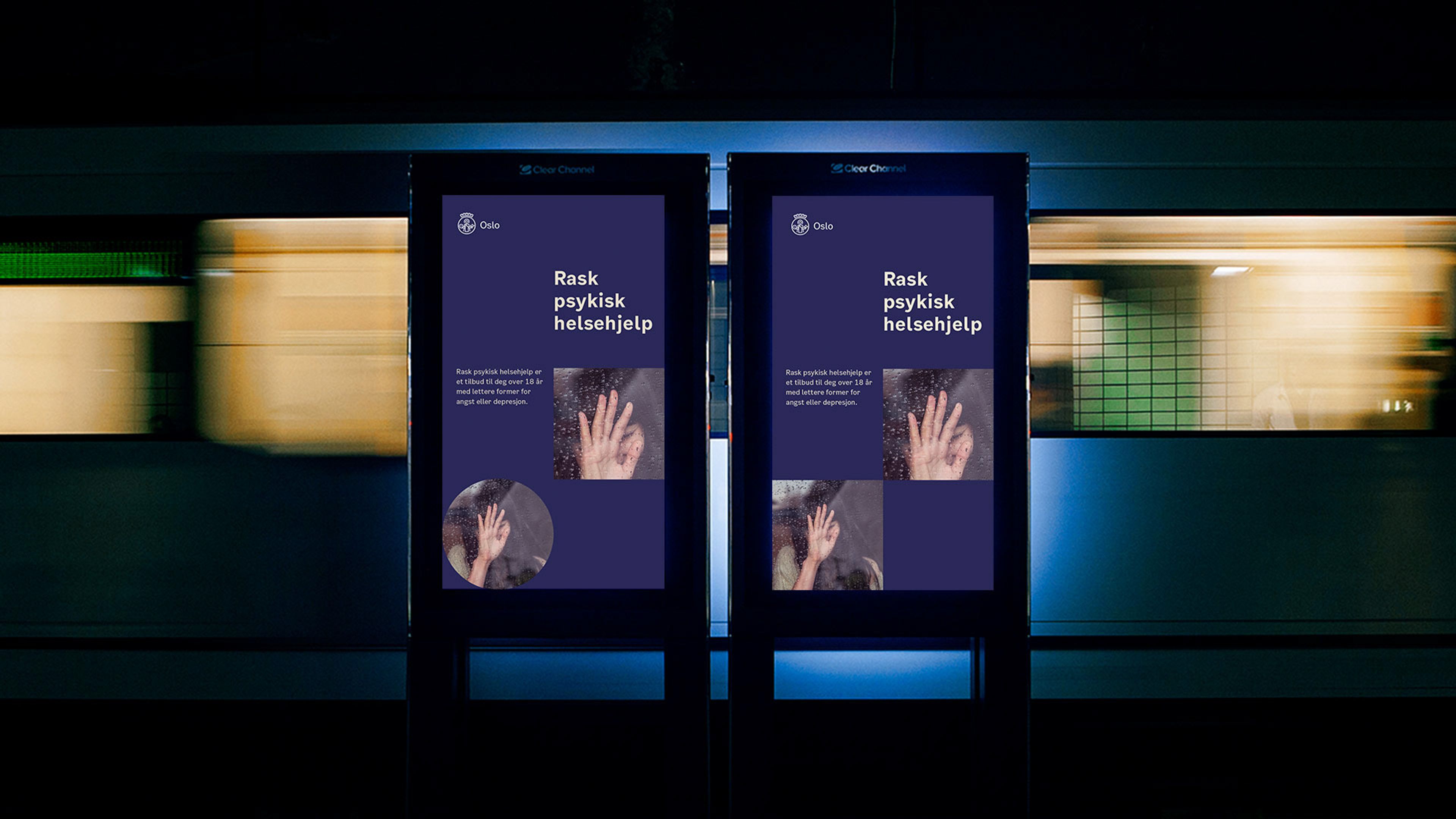 Two examples of advertising poster designs made in the Oslo Municipality Design Tool.