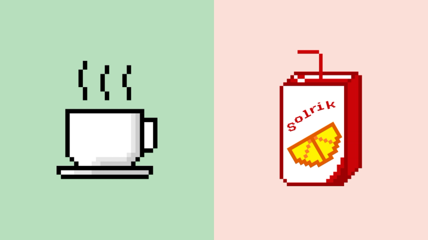 Coffee cup and juice box illustration