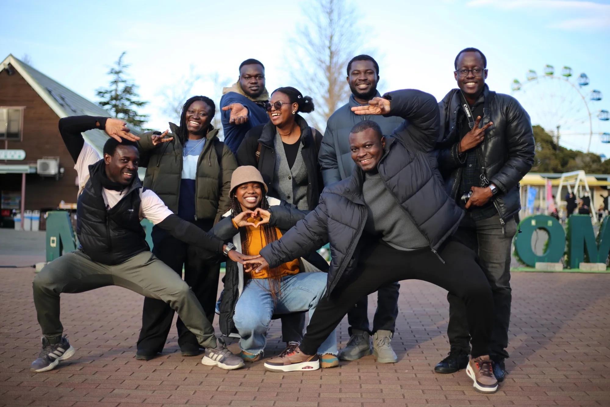 GSU-Japan members having fun at an amusement park in winter
