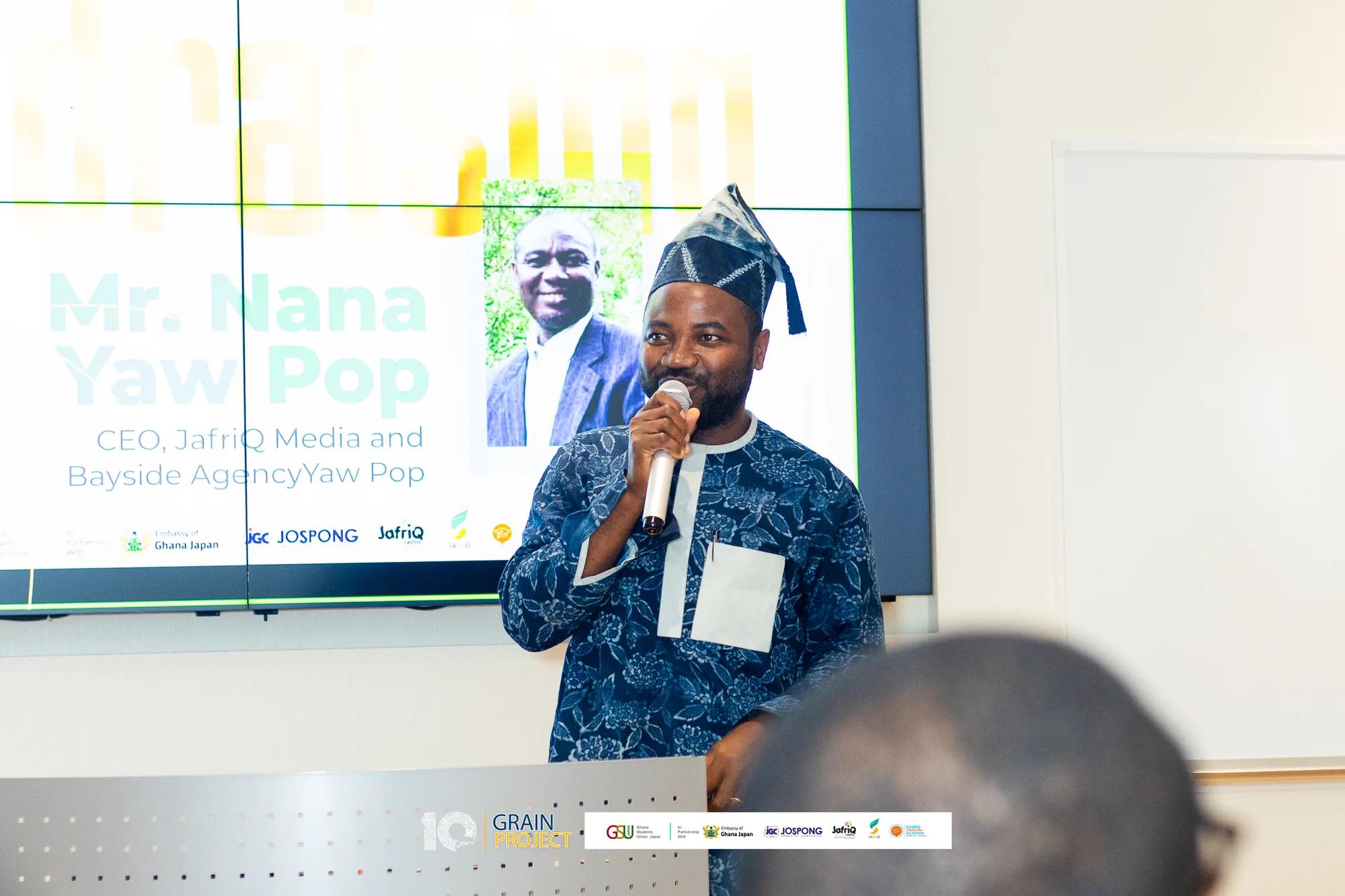 Mr. Nana Yaw Pop, CEO of JAfriQ Radio, leads the partnership and support session