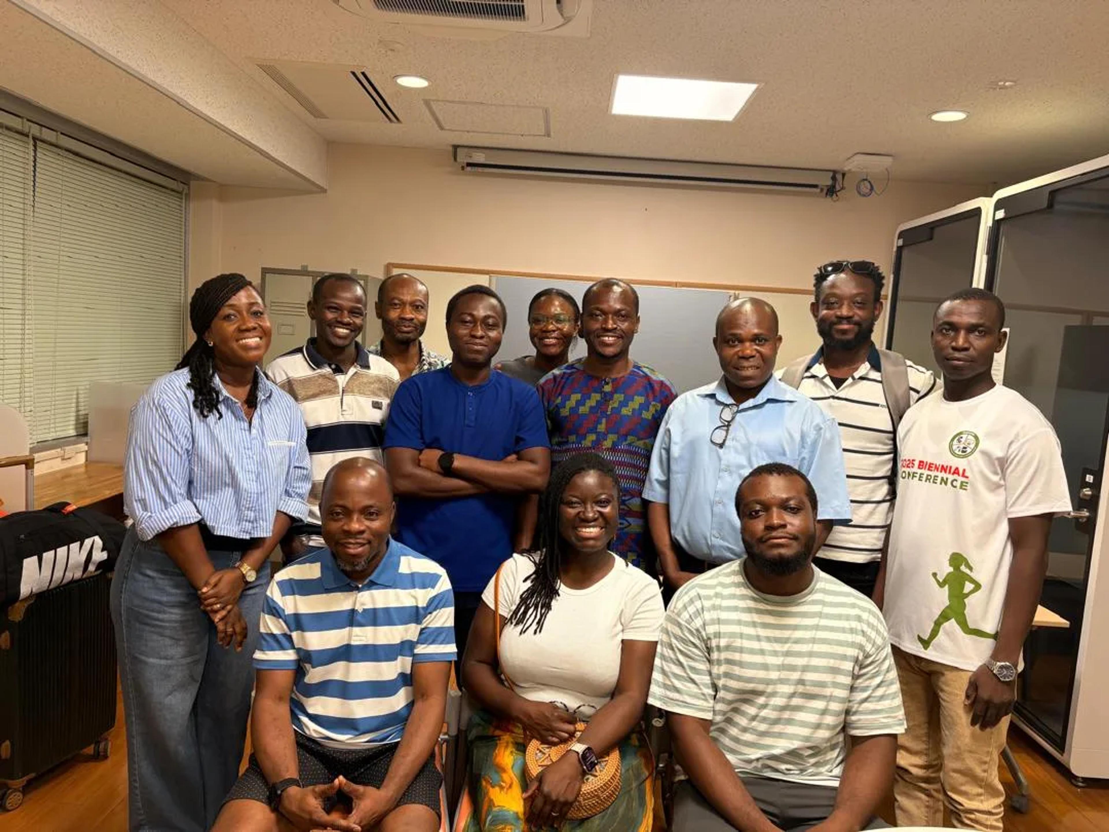 The visiting team with members of the Ghanaian community in Nagasaki