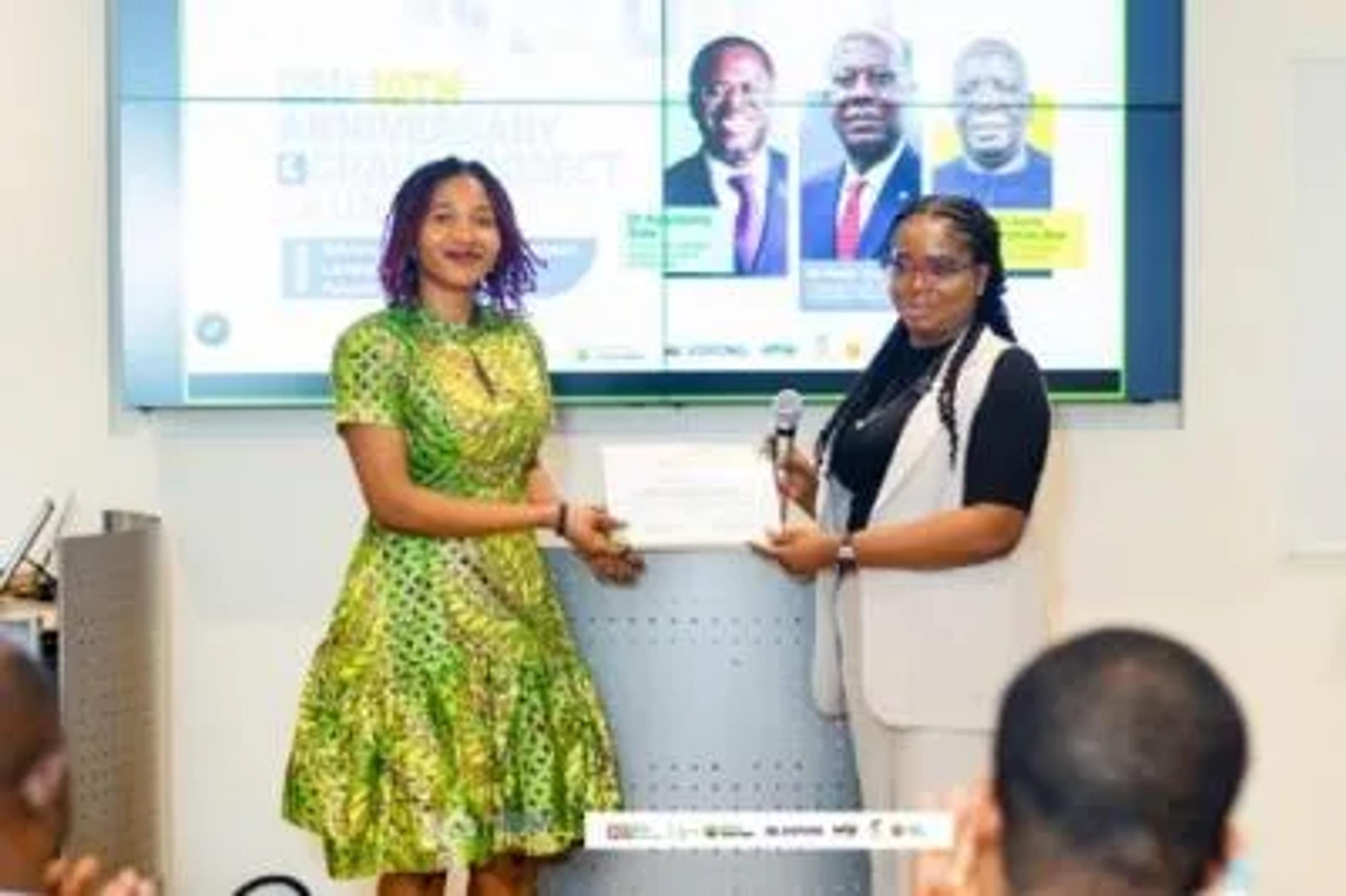 Presentation of an award certificate