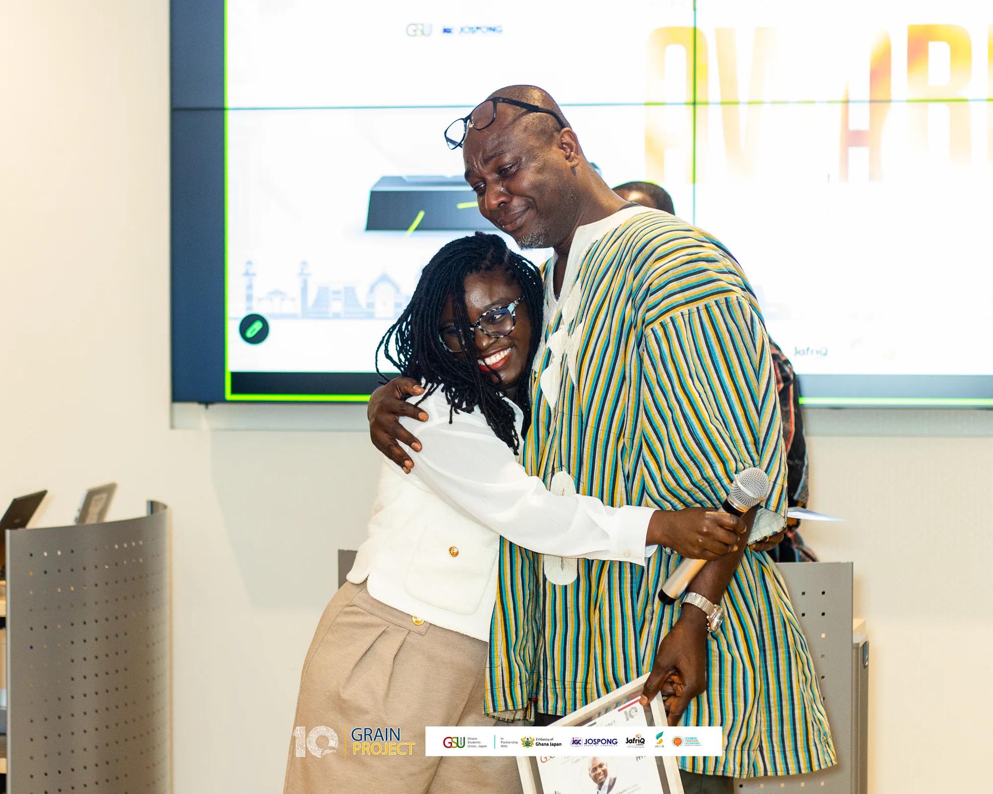 A moment of thanks during the awards