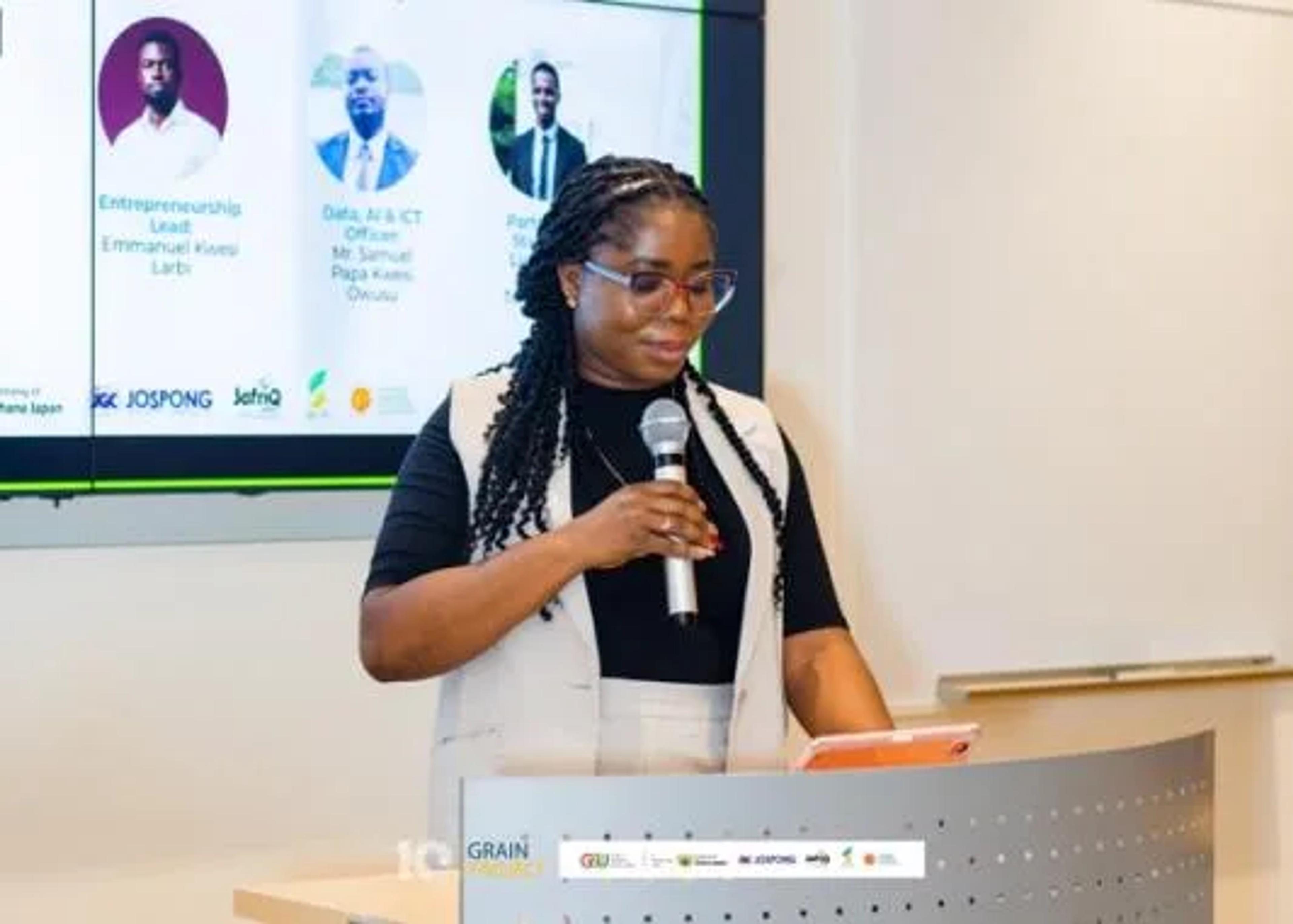A speaker introducing the GRAIN programme