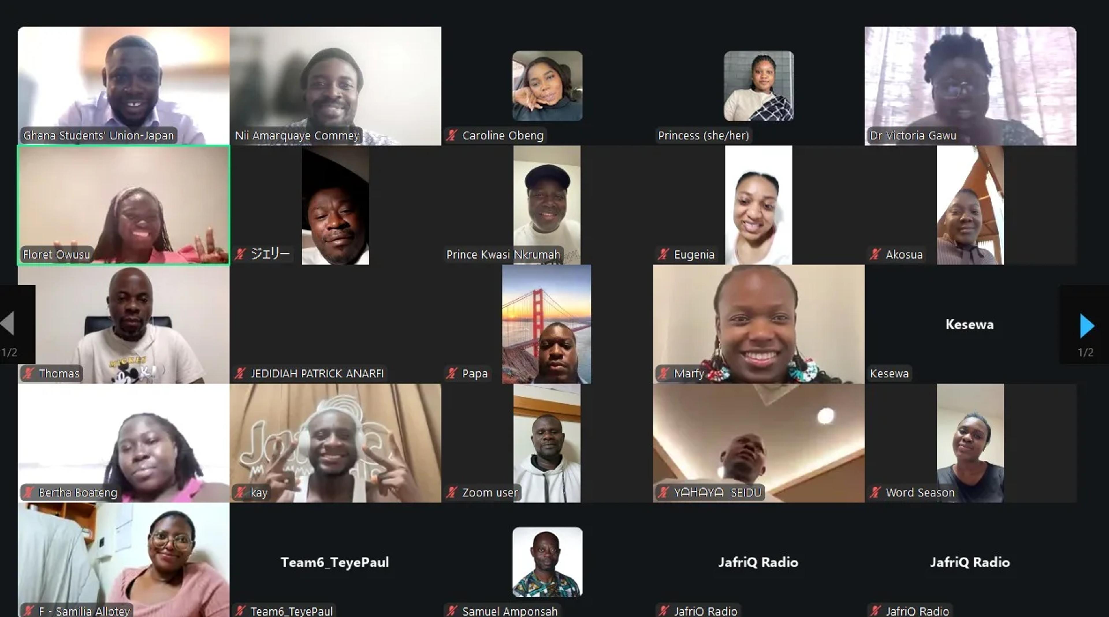Participants of Let's talk Breasts on Zoom, with Dr. Victoria Sena Gawu and Dr. Floret Maame Owusu