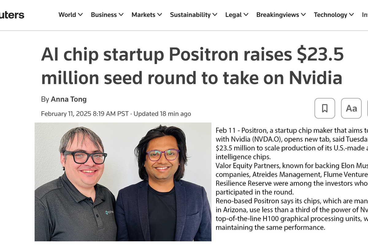AI chip startup Positron raises $23.5 million seed round to take on Nvidia
