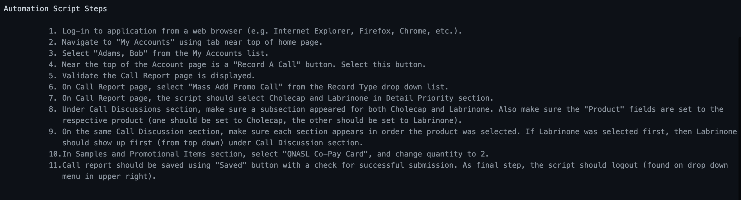 Automation Test Scripts