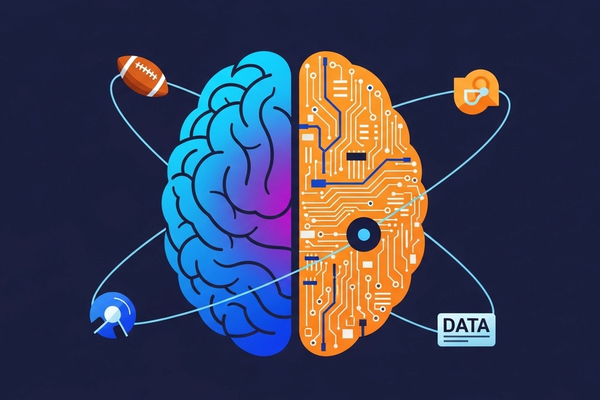 Header illustration for ai vs ml sports betting